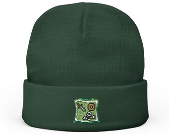 Pixel Art Embroidered Gelatinous Cube Knit Beanie