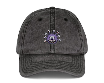 Pixel Art Embroidered Beholder Vintage Cap