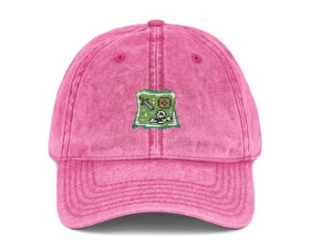Pixel Art Embroidered  Gelatinous Cube Vintage Cap