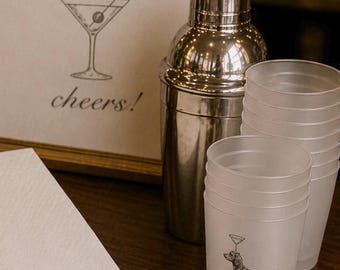 Personalized Frosted Wedding Cups: Custom Bar Drinkware, Reusable Party Favors