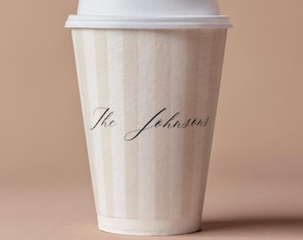 Custom Wedding Coffee Cups, Full Wrap Print, Stripe Printed any color