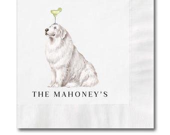 Personalized Dog Cocktail Napkins, Custom Wedding Reception Drink Napkins