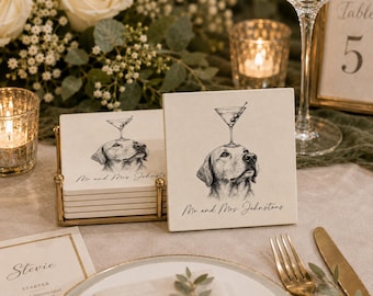 Personalized Ceramic Pet Wedding Coasters: Custom Color Printed Drink Dog or Cat Coasters