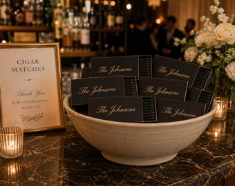 Modern Minimalist Wedding Matchboxes- Custom Black Matchbox Favors_ Personalized Candle Matches- Elegant Wedding Table Decor