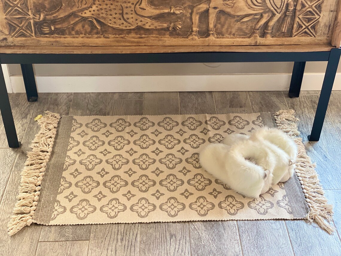 Boho Brown Small Area Rug Tassel Rug Bath Mat Taupe Rug. Etsy