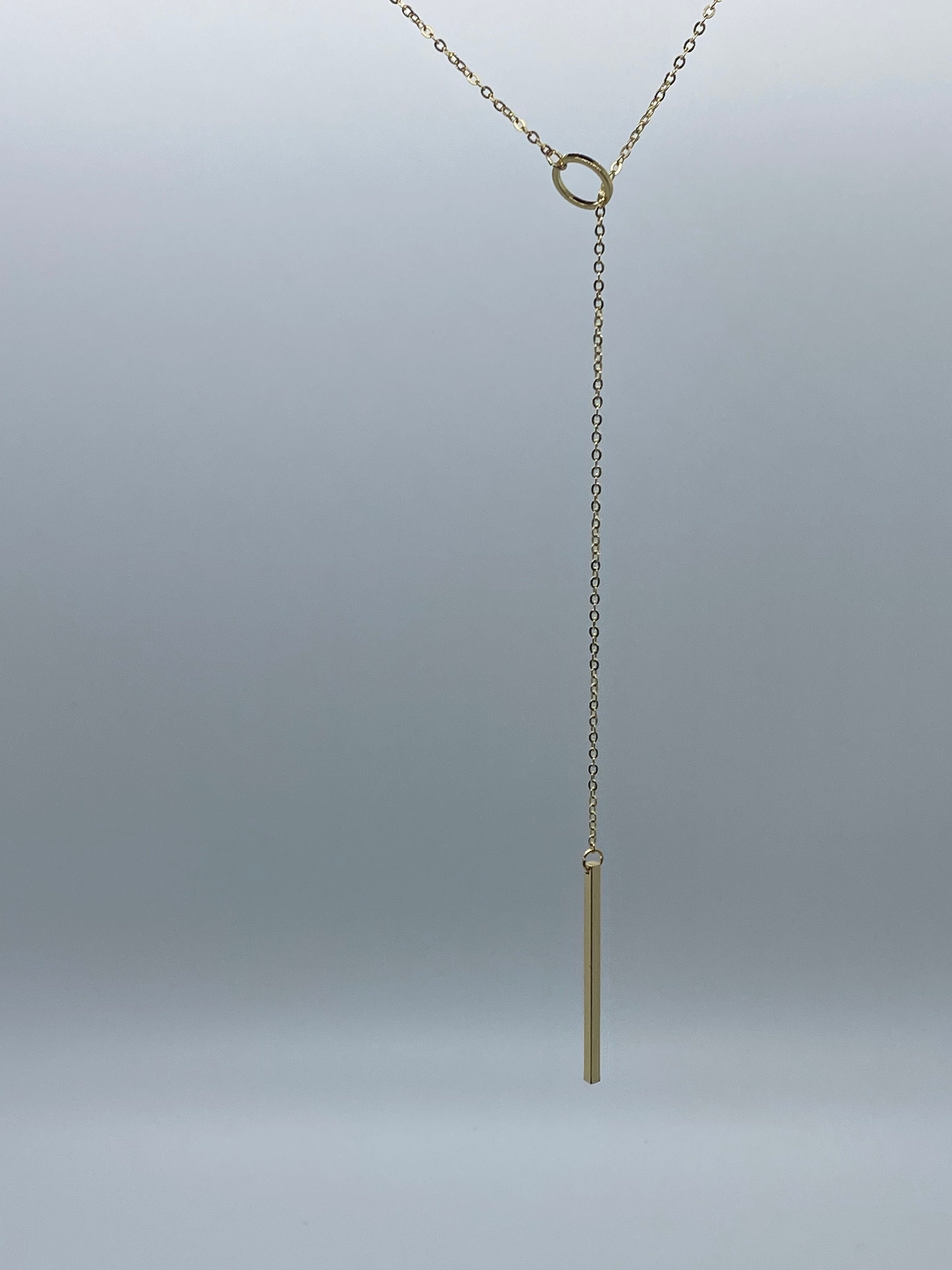 Gold Bar Pull Through Necklace Perfect for Layering Vertical Etsy