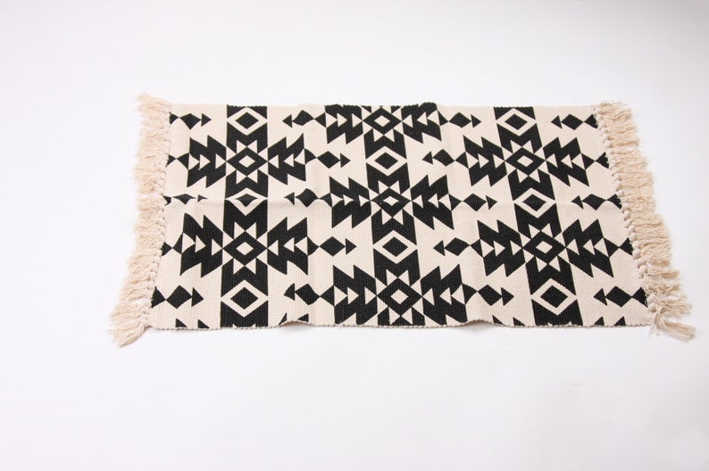 Black and Cream Boho Rug Small Area Rug Tribal Style Rug Etsy