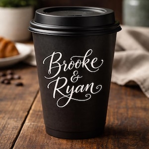Custom Full Wrap Printed Coffee Cups, Any Design Wedding Cups image 1