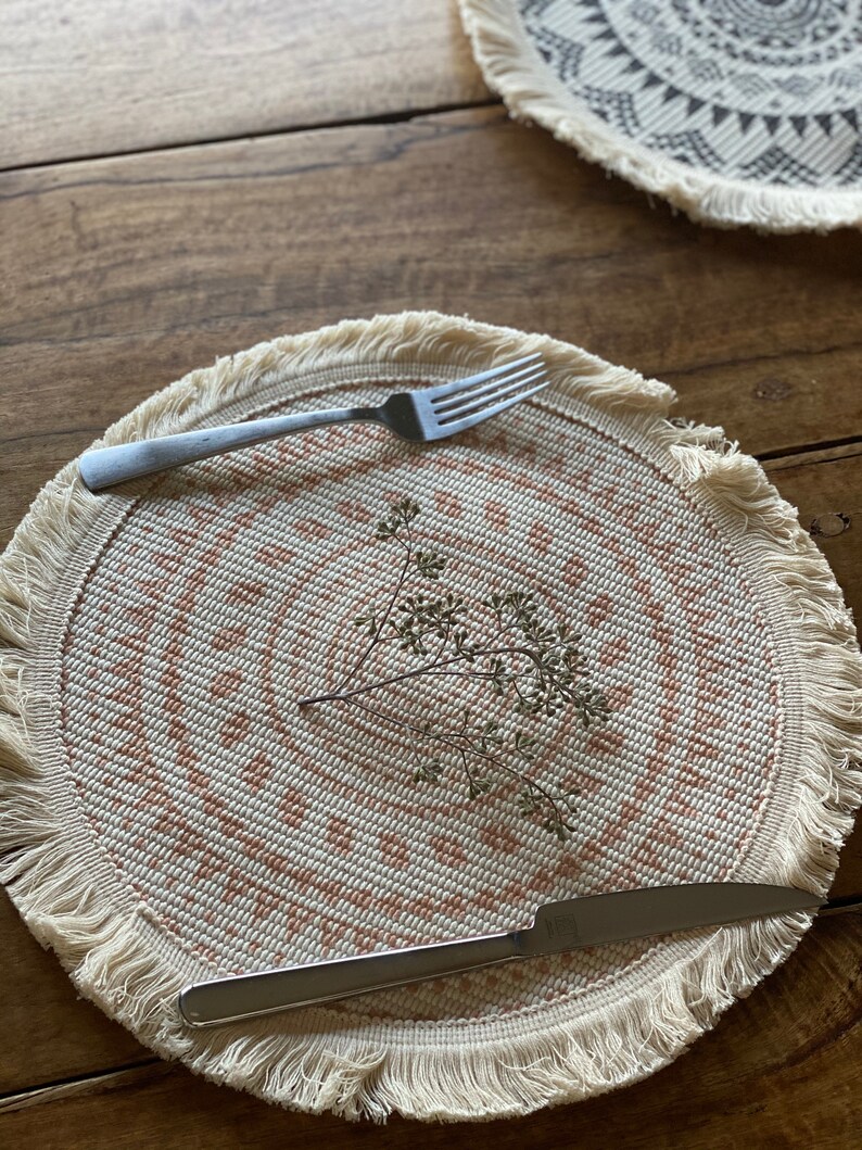 Bohemian fringe cotton placemat holiday table boho home Etsy