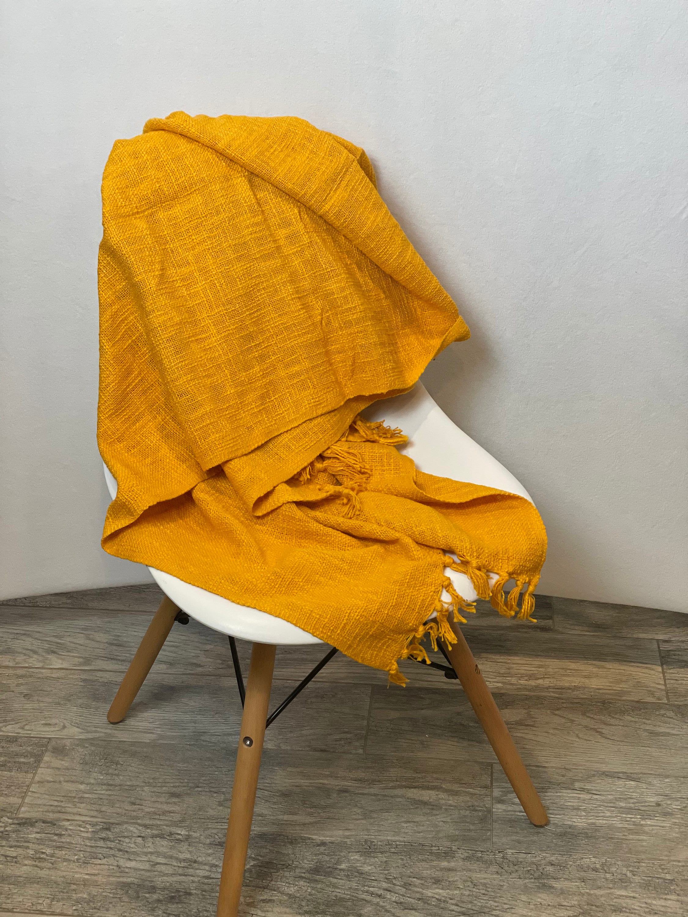 100 Cotton Natural Dyed Mustard Color Woven Throw Blanket Etsy