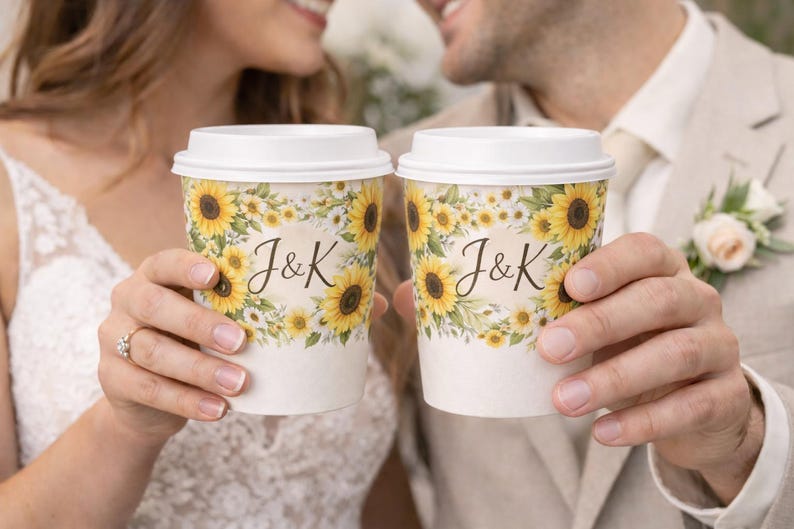 Custom Full Wrap Printed Coffee Cups, Any Design Wedding Cups image 7