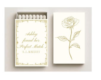 Custom Gold Roman Numeral Wedding Matchboxes: Personalized Party Favors, Event Matches