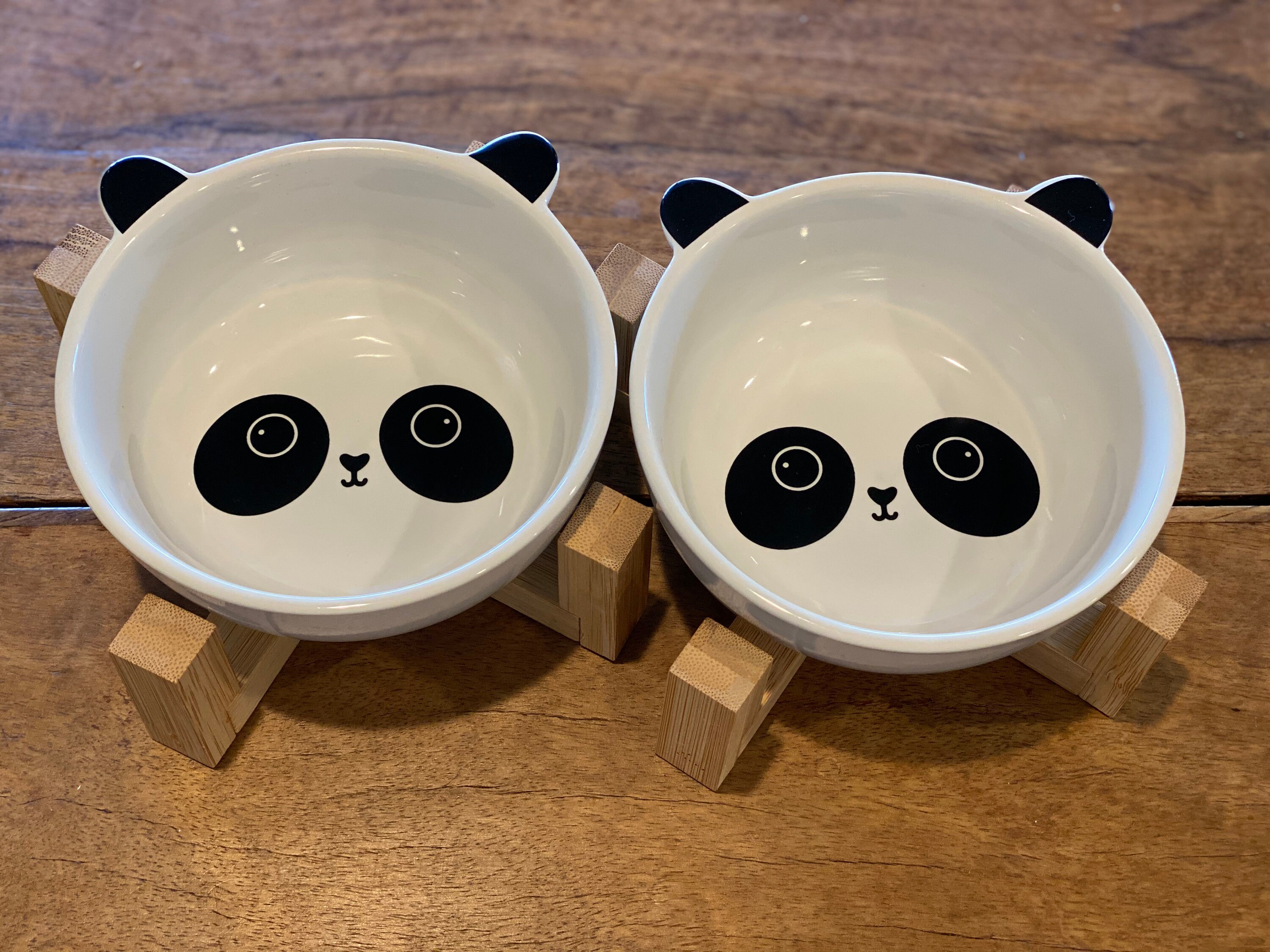 Ceramic Cat Bowl on wooden stand cat bowl pair small dog Etsy