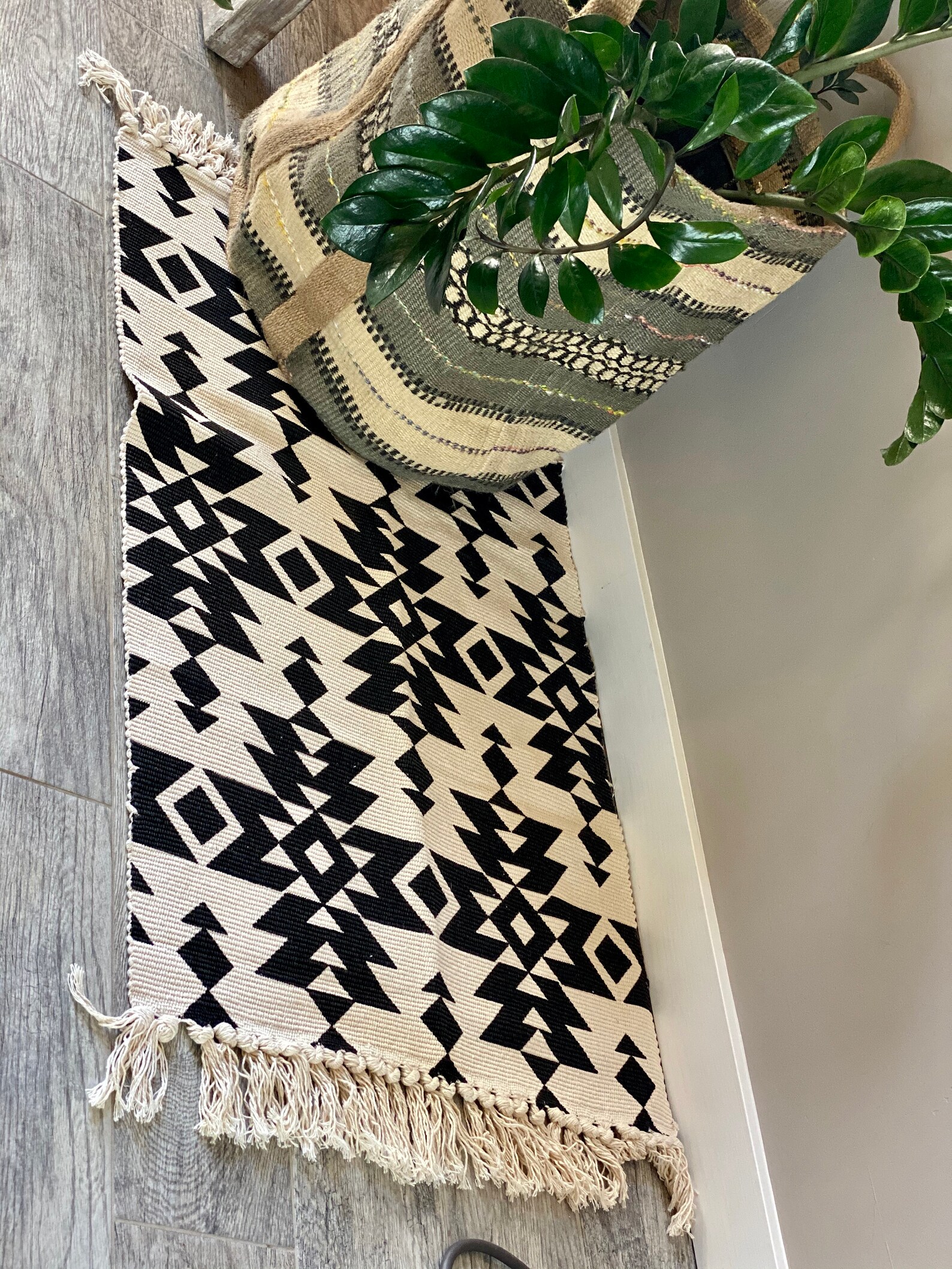 Black and Cream Boho Rug Small Area Rug Tribal Style Rug Etsy