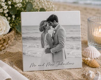 Personalized Ceramic Wedding Coasters: Custom Full Color Photo Print (Set of 4)