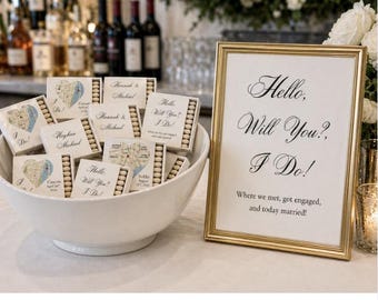 Custom Wedding Matchboxes, Love Story Timeline Favors, Personalized Wedding Keepsakes