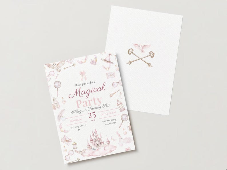 Pink Harry Potter Editable Birthday Party Digital Invitation, Harry