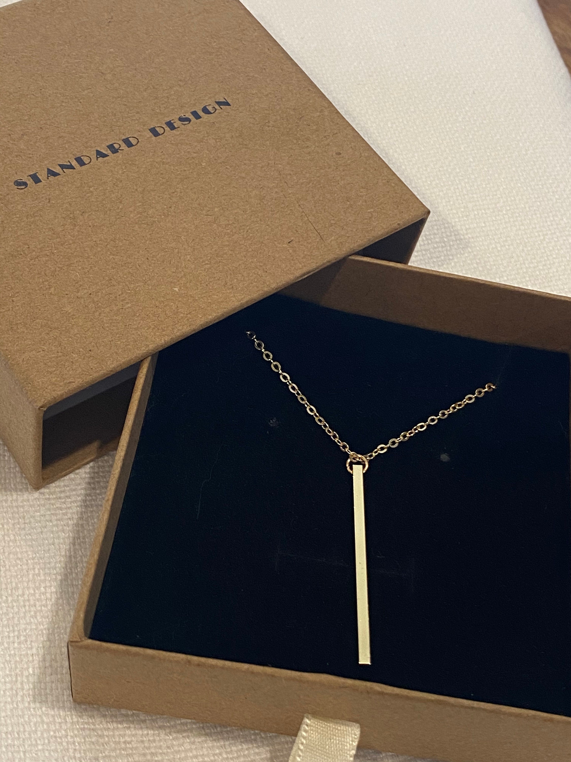 Long Vertical Gold Bar Necklace stacked necklaces boho jewelry Etsy