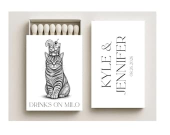 Custom Cat Photo Matchboxes: Personalized Wedding Favors, Pet Party Supplies