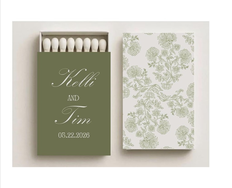 Custom Wedding Matchboxes: Olive Green Paisley Theme Favors - Etsy