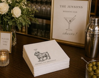 Gepersonaliseerde hondencocktailservetten, aangepaste drankservetten voor bruiloftsreceptie