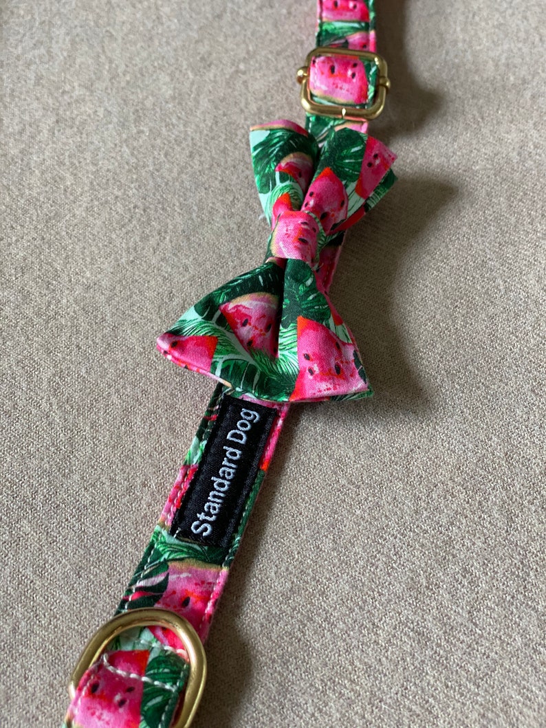 large dog collar dog collar with bow green dog collar Watermelon leaf dog collar small dog collar Pink Dog collar Standard Dog Collar