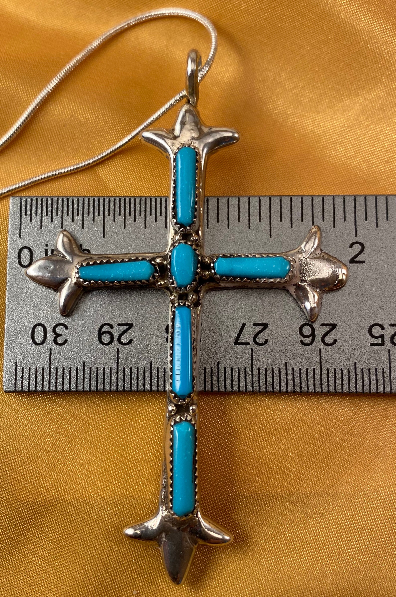 Large Zuni Sterling Silver and Turquoise Cross by G & L Etsy