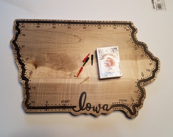 Iowa Two Track  Cribbage Board-Made to Order-With in Board Peg Storage
