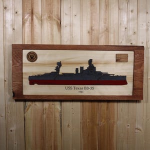 USS Texas BB-35 (1941) Laser Engraving/Cut Ship Engraving Framed