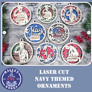 Navy Ornaments, Wooden Navy  Ornament,  Patriotic Holiday Ornaments, Military Ornaments