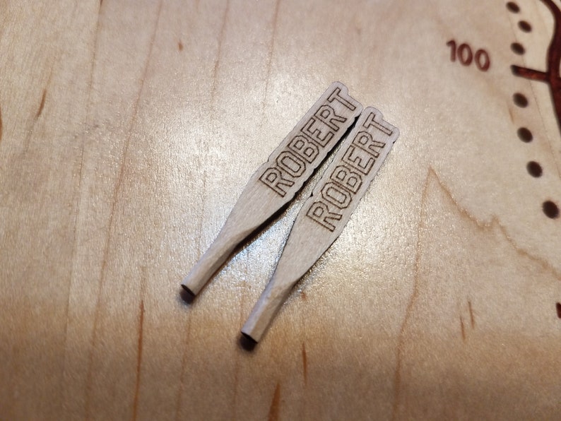 Custom Name Cribbage Board Pegs, Laser Cut, Oak, Maple, Cherry set of 2