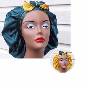 Satin Bonnet with Edge Wrap – Tie-On Sleep Cap for Natural Hair, Braids, Locs & Curly Styles – 2-in-1 Protective Hair Bonnet