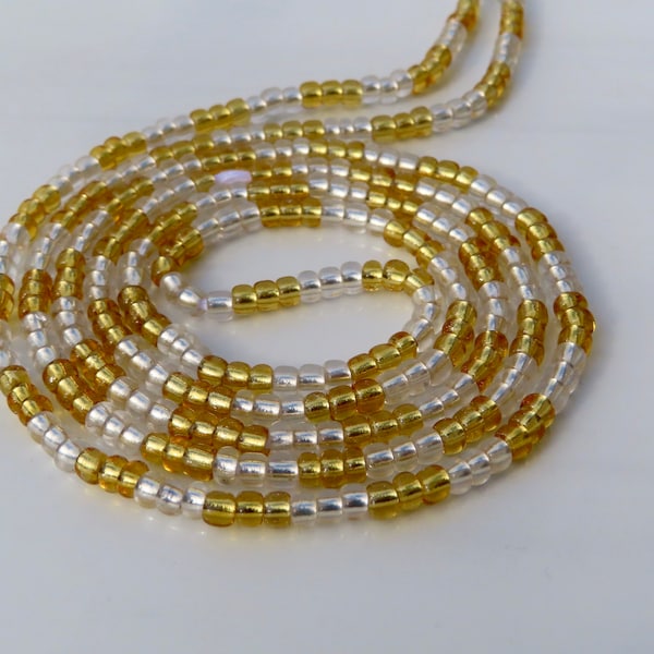 Gold & Clear Tie On Waist Beads, Cotton String Belly Bead