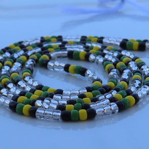 Black Green Yellow Clear, African Tie On Waist Beads, Belly Custom Beads For Weight Loss, Plus Size Thread Stomach Chain Beads, Body Jewelry