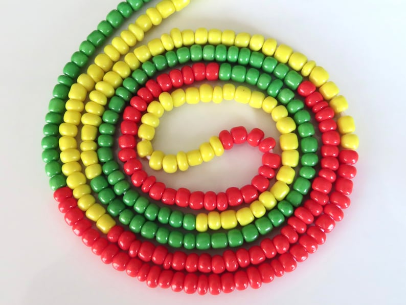 Belly chain for weight loss Ghana beads tie on belly beads Rasta Colour African waist beads 0-60 inches Red Yellow and Green