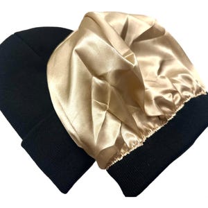 Satin Lined Toque, Soft Satin Lined Beanie, Slouchy Satin Beanie Hat, Satin Beanie for Curly Hair, Winter Satin Beanie, Satin Lined Beanie