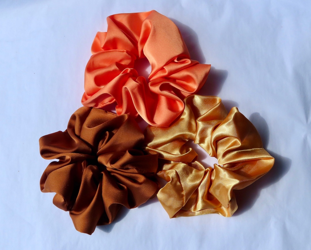Large Silk Satin Scrunchie, Solid Color Hair Tie - Etsy