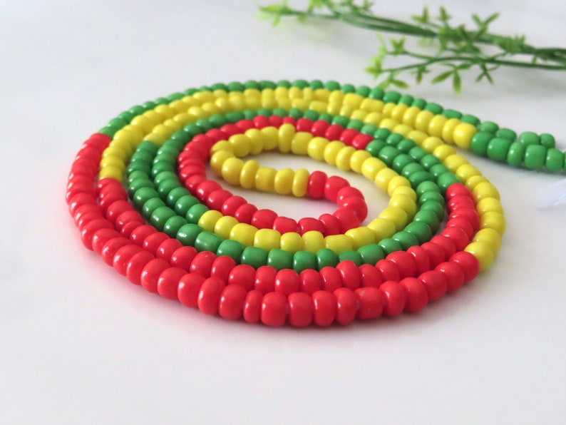 Belly chain for weight loss Ghana beads tie on belly beads Rasta Colour African waist beads 0-60 inches Red Yellow and Green