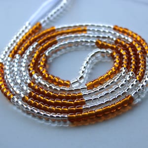 Dark Gold, Clear  African Tie On Waist Beads, Belly Beads, Custom Beads For Weight Loss, Plus Size Thread Stomach Chain Beads,