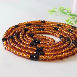 Copper and Black, African Tie On Waist Beads, Belly Beads, Custom Beads For Weight Loss, Plus Size Thread Stomach Chain Beads, Body Jewelry