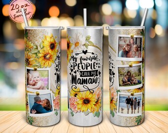 Mina favoritpersoner kallar mig mamma, solros, akvarell fotoram, 20 oz smal tumbler, sublimeringsdesignmallar PNG, digital nedladdning.
