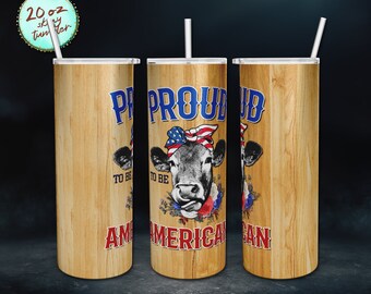 Orgulhosa vaca patriótica americana de 4 de julho, sublimação de bandana com bandeira americana, download digital, designs de envoltório de sublimação de copo magro de 20 onças.