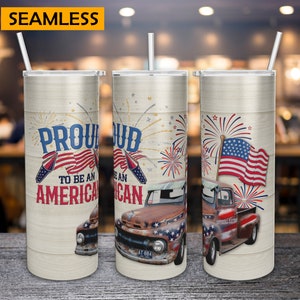 4th July Vintage Truck, Patriotic Firework Tumbler Sublimation Designs, 20 oz Skinny Tumbler Instant Straight Tapered Wrap Digital Download.