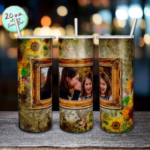 Cornice per quadri Tumbler Cornice singola Girasole 20oz Skinny Tumbler Sublimazione Girasole Acquerello Arte astratta Tumbler Wrap PNG Download