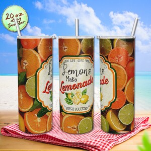 Lemons Make Lemonade When Life Gives You Lemons, Make Lemonade, Lemonade Label Sublimation 20 oz  Skinny Tumbler Wrap, Tumbler PNG
