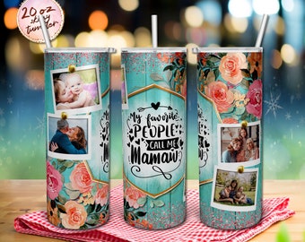 Mina favoritpersoner kallar mig mamma, akvarell rosa ros tavelram, 20 oz smal tumbler, sublimeringsdesignmallar PNG digital nedladdning.