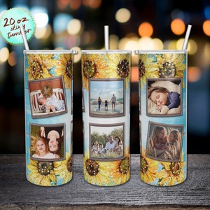 Sunflower Watercolor Picture Frame PNG Tumbler, 20 oz Skinny Tumbler Sublimation Design Templates PNG Digital Download.