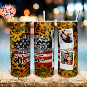 Sunflower Leopard PNG, Photo Frame Tumbler Letter From Daughter To Dad, American Flag, 20oz Skinny Tumbler Sublimation Designs Templates