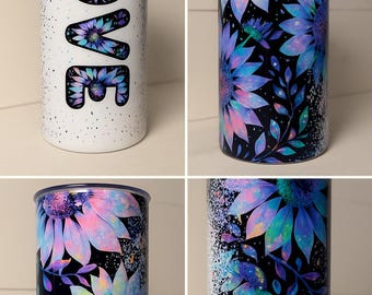 Rainbow Sunflower Personalized - 20 oz Skinny Tumbler