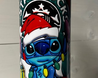 Starbucks Stitch 3D Holiday Theme 20oz Skinny Tumbler
